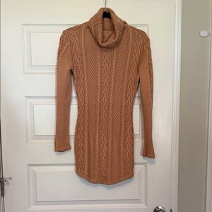 Cable Knit Turtleneck Sweater - Nude Pink